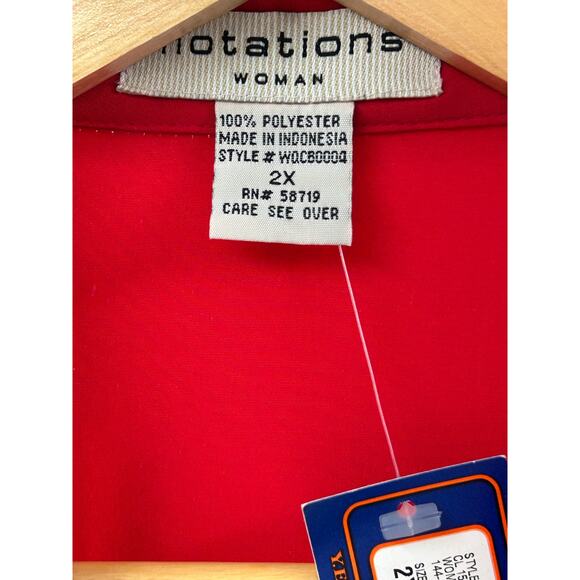 Notations Women’s Shirt 2X Red Button-Down NWT - Picture 3 of 8